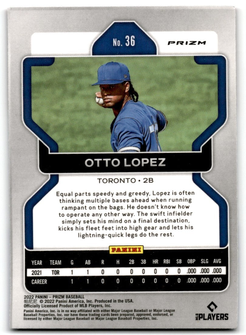 2022 Panini Prizm Red/White/Blue Otto Lopez Rookie Toronto Blue Jays #36
