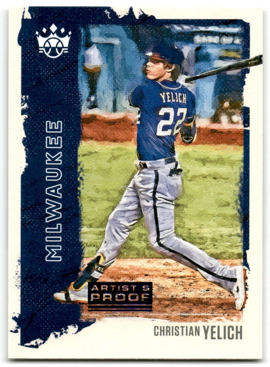 2021 Panini Diamond Kings Artist Proof Blue Christian Yelich Milwaukee Brewers