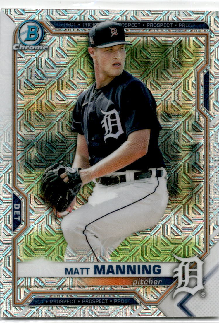 2021 Bowman Chrome Chrome Prospects Mojo Refractor #BCP-111 Matt Manning Tigers