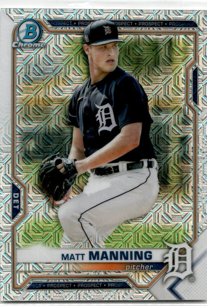 2021 Bowman Chrome Chrome Prospects Mojo Refractor #BCP-111 Matt Manning Tigers