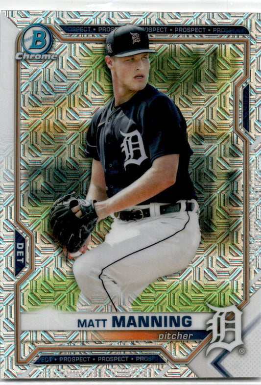 2021 Bowman Chrome Chrome Prospects Mojo Refractor #BCP-111 Matt Manning Tigers