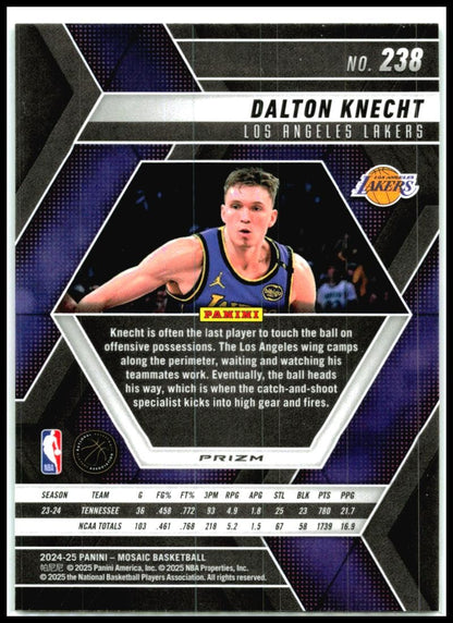 2024-25 Panini Mosaic Green Mosaic #238 Dalton Knecht Rookie Los Angeles Lakers