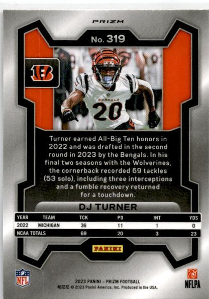 2023 Panini Prizm Red White and Blue #319 DJ Turner Cincinnati Bengals