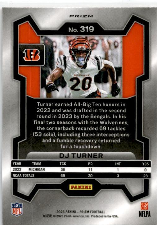 2023 Panini Prizm Red White and Blue #319 DJ Turner Cincinnati Bengals