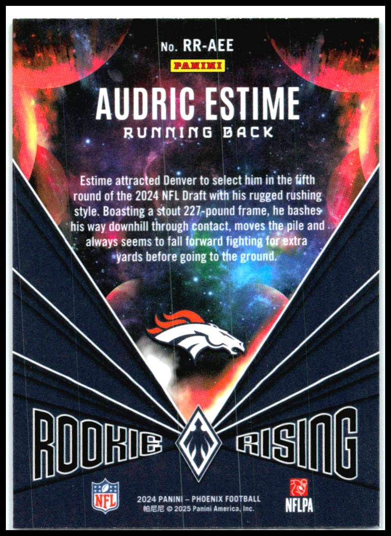 2024 Panini Phoenix Rookie Rising Purple #RR-AEE Audric Estime Denver Broncos