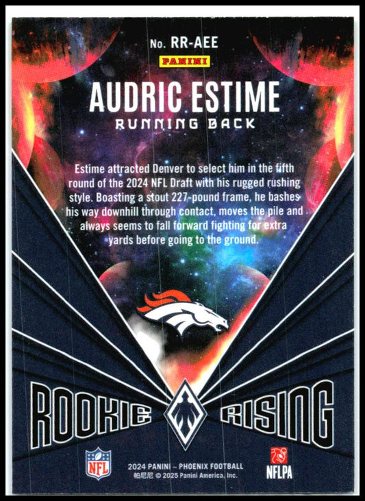 2024 Panini Phoenix Rookie Rising Purple #RR-AEE Audric Estime Denver Broncos