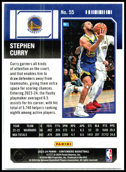 2023-24 Panini Contenders Season Ticket Retail #55 Stephen Curry Warriors