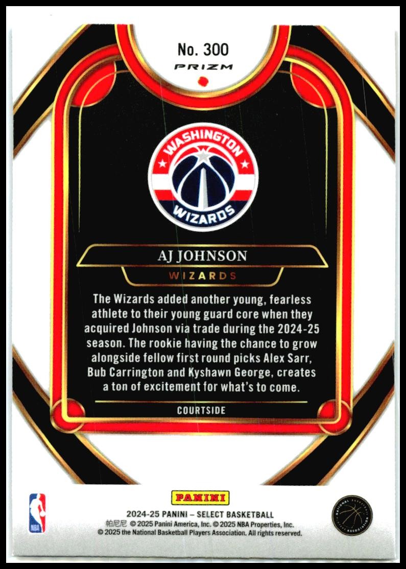 2024-25 Panini Select Blue #300 AJ Johnson Rookie Washington Wizards