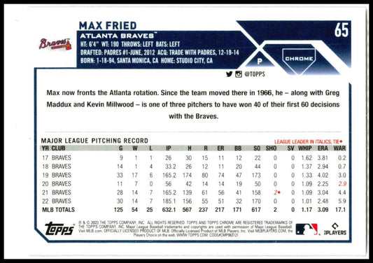 2023 Topps Pink #290 Max Fried Atlanta Braves