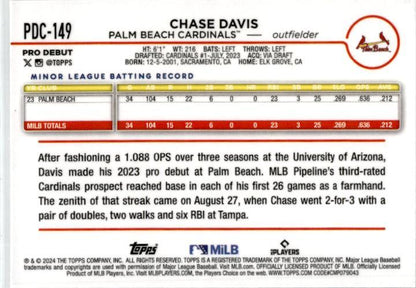 2024 Topps Pro Debut Chrome #PD-149 Chase Davis Palm Beach Cardinals