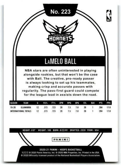 2020-21 Hoops LaMelo Ball Rookie Charlotte Hornets #223