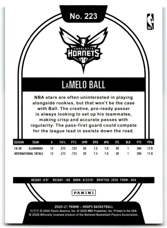 2020-21 Hoops LaMelo Ball Rookie Charlotte Hornets #223