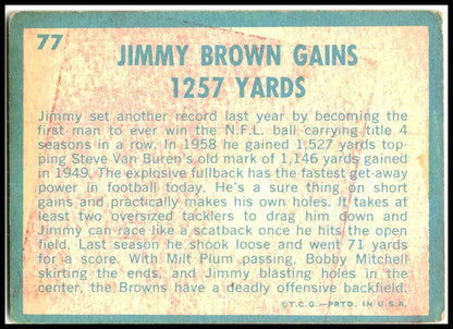 1961 Topps #77 Jim Brown Cleveland Browns