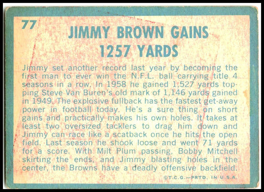 1961 Topps #77 Jim Brown Cleveland Browns