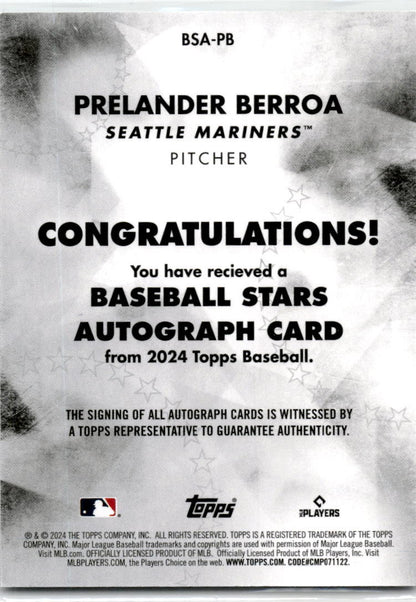 2024 Topps Baseball Stars  #BSA-PB Prelander Berroa Auto Seattle Mariners