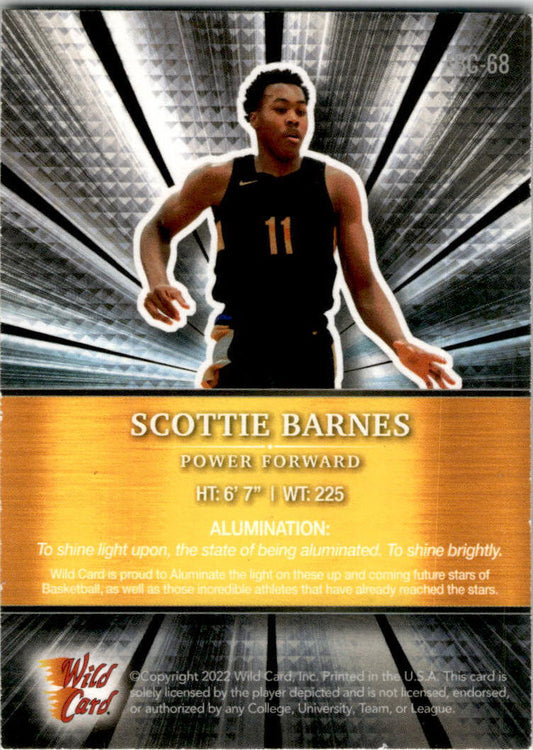 2021-22 Wild Card Alumination #ABC-68 Scottie Barnes Toronto Raptors
