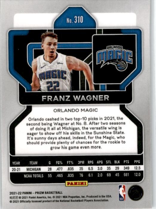 2021-22 Panini Prizm #310 Franz Wagner Rookie Orlando Magic