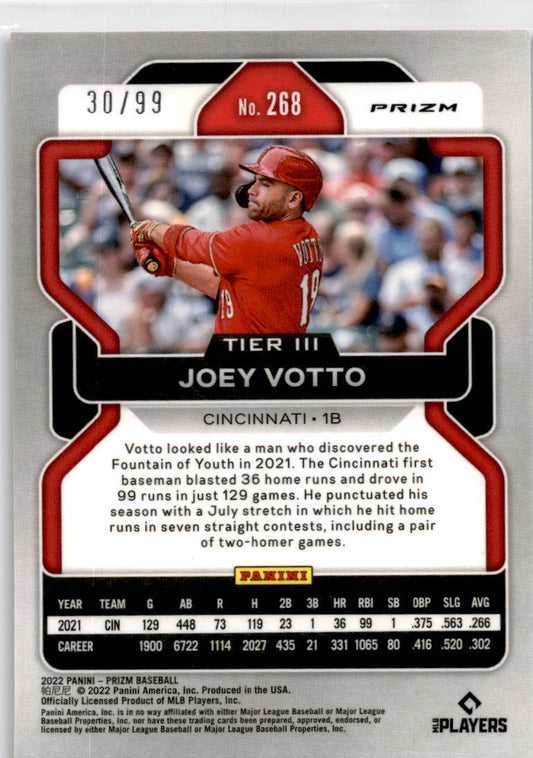 2022 Panini Prizm Red Prizm #268 Joey Votto Cincinnati Reds