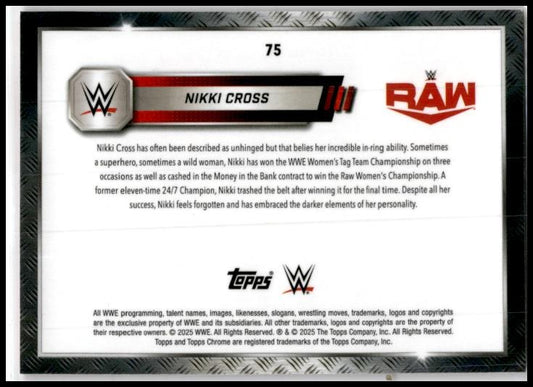 2025 Topps Chrome WWE Pink Shimmer Refractor #75 Nikki Cross