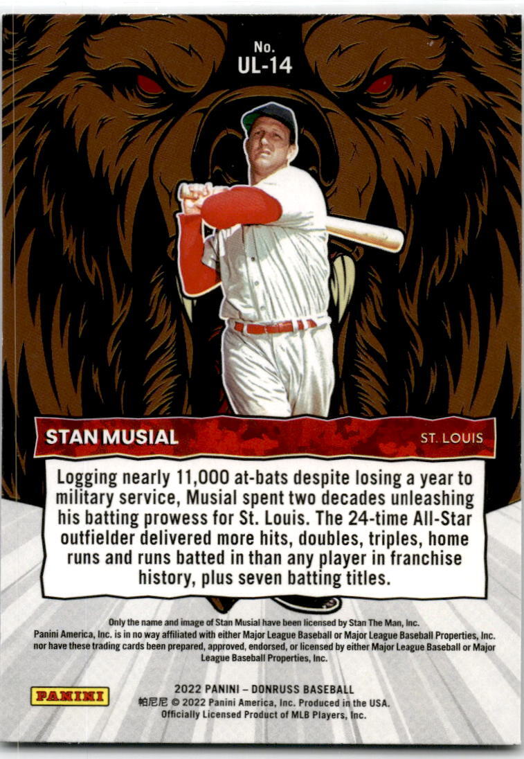 2022 Donruss Unleashed Rapture #UL-14 Stan Musial  St. Louis Cardinals