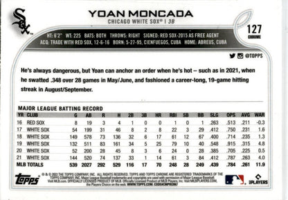2022 Topps Chrome Sepia #127 Yoan Moncada Chicago White Sox