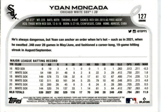 2022 Topps Chrome Sepia #127 Yoan Moncada Chicago White Sox