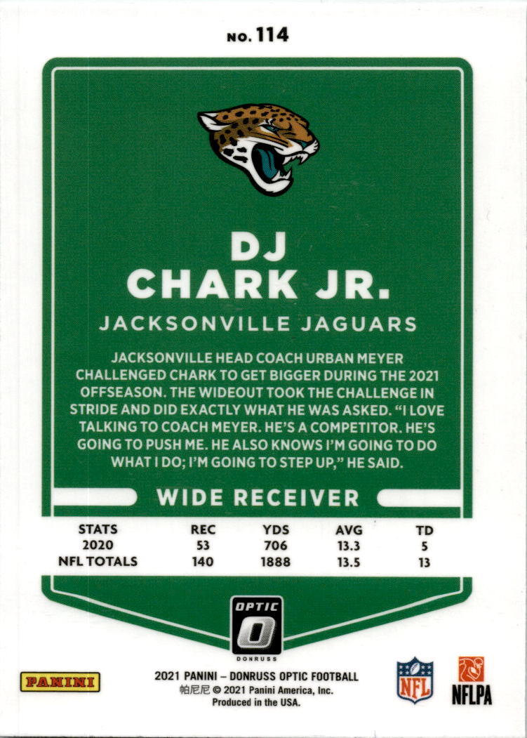 2021 Donruss Optic #114 DJ Chark Jr. Jacksonville Jaguars