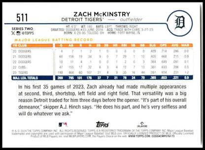 2024 Topps #511 Zach McKinstry Detroit Tigers