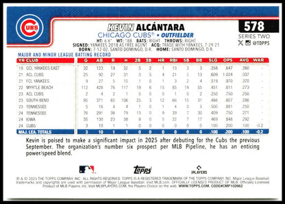 2025 Topps #578 Kevin Alcántara Rookie Chicago Cubs