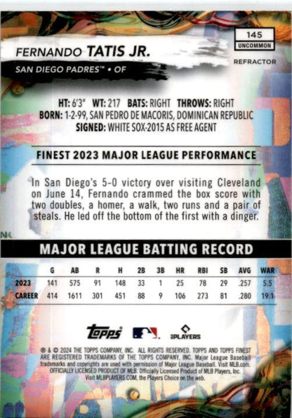 2024 Finest #145 Fernando Tatis Jr. San Diego Padres