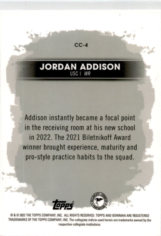 2022-23 Bowman's Best University Campus Captains #CC-4 Jordan Addison USC Trojan