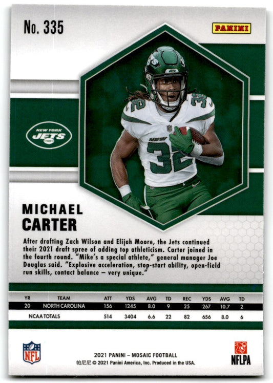 2021 Panini Mosaic Michael Carter Rookie New York Jets #335