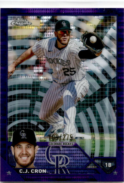 2023 Topps Chrome Purple Sonar Refractor #160 C.J. Cron #/275 Colorado Rockies