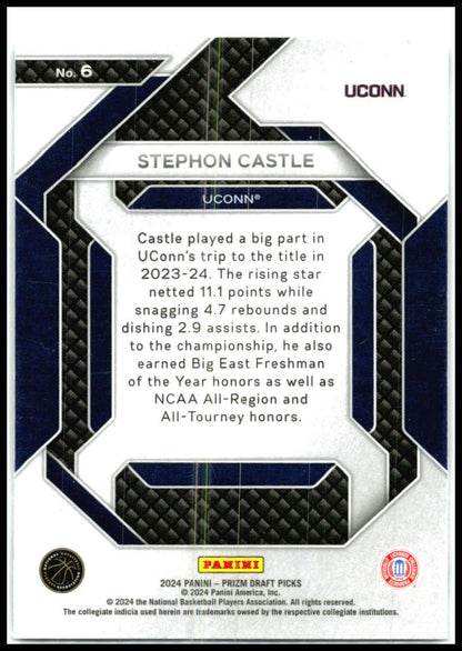 2024 Panini Prizm Draft Picks New Recruits #6 Stephon Castle Connecticut Huskies