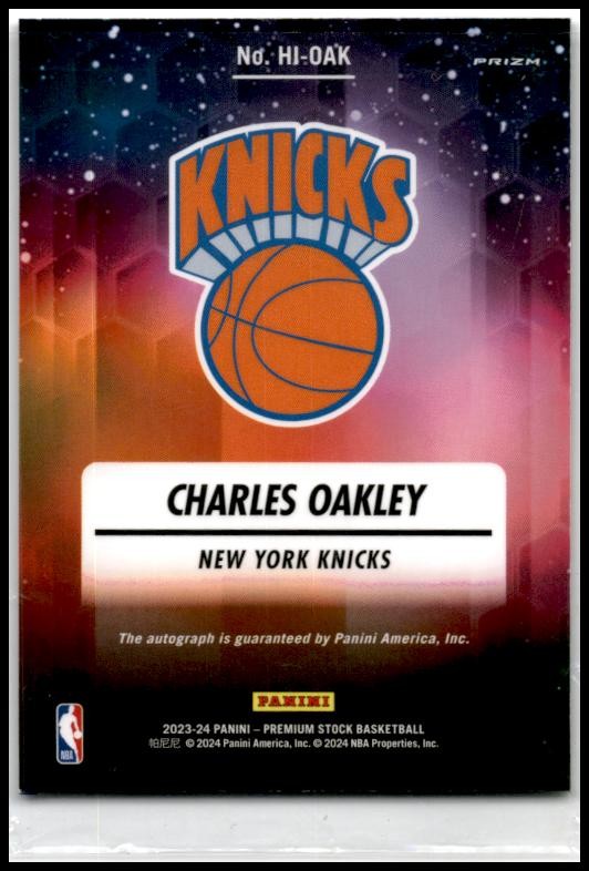 2023-24 Hoops Premium Stock Hoops Ink Premium Auto #HI-OAK Charles Oakley Auto