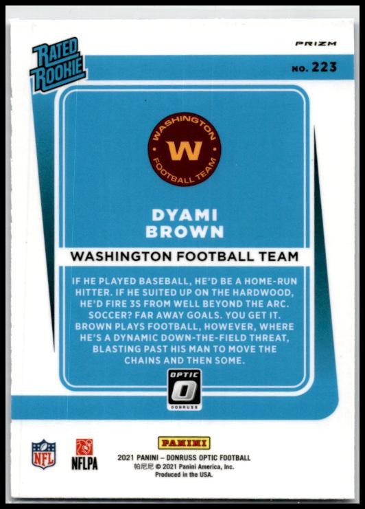 2021 Donruss Optic Blue Scope #223 Dyami Brown Rookie Washington Football Team