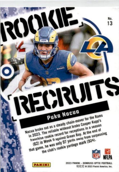 2023 Donruss Optic Rookie Recruits #13 Puka Nacua Los Angeles Rams