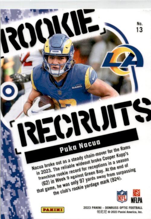 2023 Donruss Optic Rookie Recruits #13 Puka Nacua Los Angeles Rams