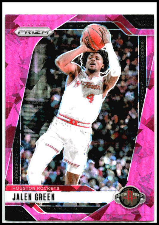 2024-25 Panini Prizm Prizms Pink Ice #102 Jalen Green Houston Rockets