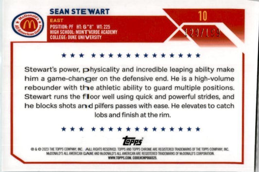2023 Topps Chrome McDonald's All American Aqua Wave #10 Sean Stewart /199