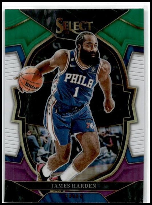 2022-23 Panini Select Green White Purple Prizms #25 James Harden 76ers