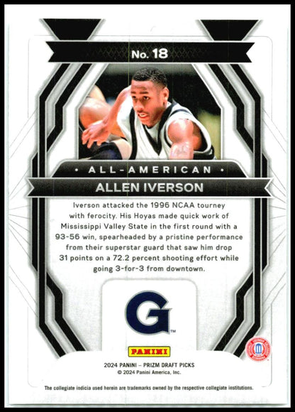 2024 Panini Prizm Draft Picks All-American #18 Allen Iverson Georgetown Hoyas