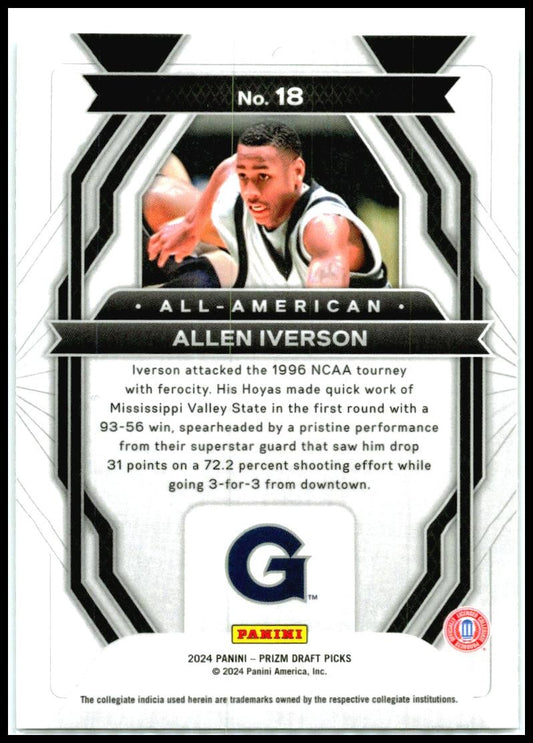 2024 Panini Prizm Draft Picks All-American #18 Allen Iverson Georgetown Hoyas