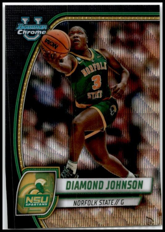 2024-25 Bowman University Chrome Black Wave #86 Diamond Johnson Spartans