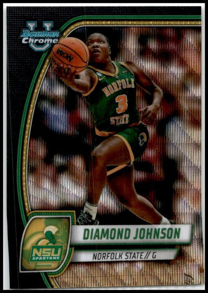 2024-25 Bowman University Chrome Black Wave #86 Diamond Johnson Spartans