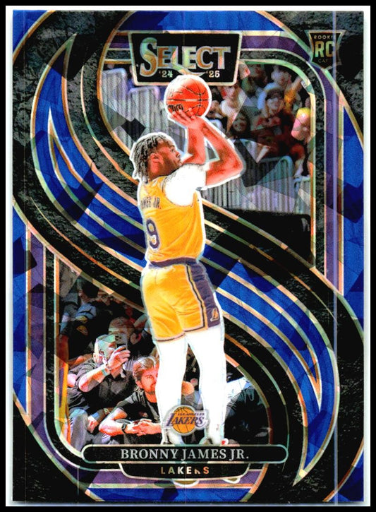 2024-25 Panini Select Blue Cracked Ice #179 Bronny James Jr. Rookie Lakers