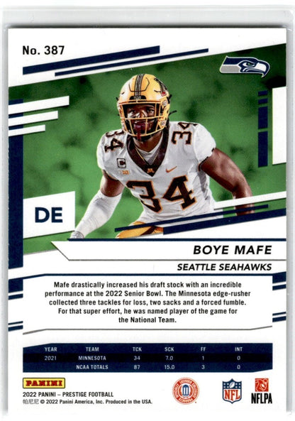 2022 Panini Prestige Xtra Points Astral Boye Mafe Seattle Seahawks #387
