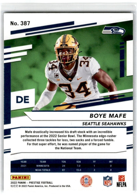 2022 Panini Prestige Xtra Points Astral Boye Mafe Seattle Seahawks #387