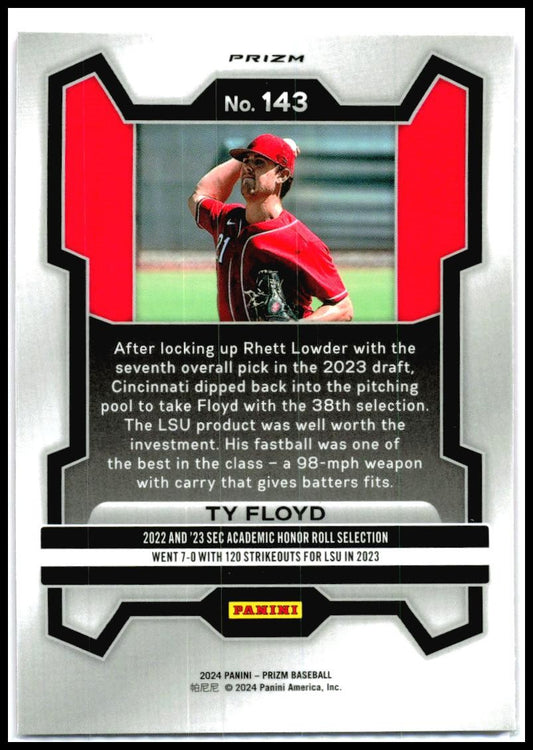 2024 Panini Prizm Pink Ice Prizms #143 Ty Floyd Cincinnati Reds