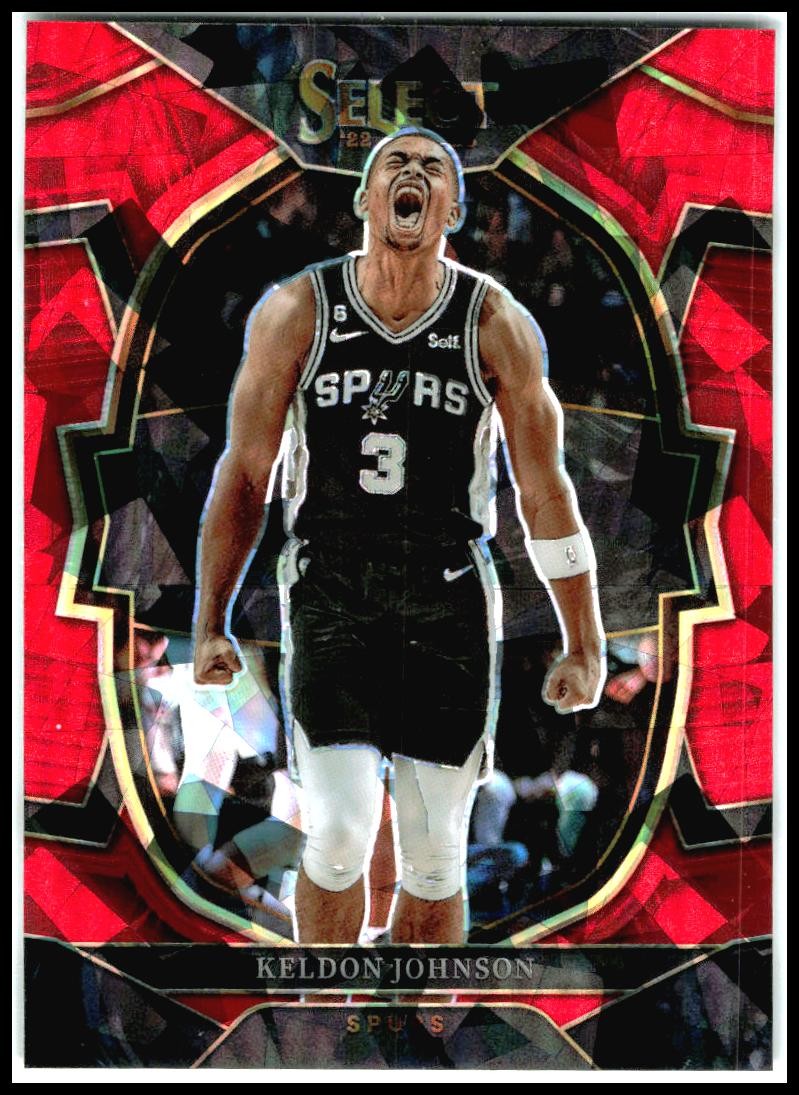 2022-23 Panini Select Red Cracked Ice Prizms #54 Keldon Johnson Spurs